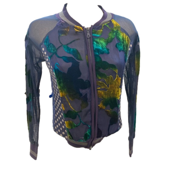 Stunning LULU H Paris mesh/velvet appliqué bomber jacket/French style cardigan - Picture 1 of 17